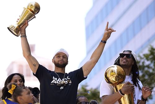 Stephen Curry at the Golden State Warriors Victory Parade and Rally