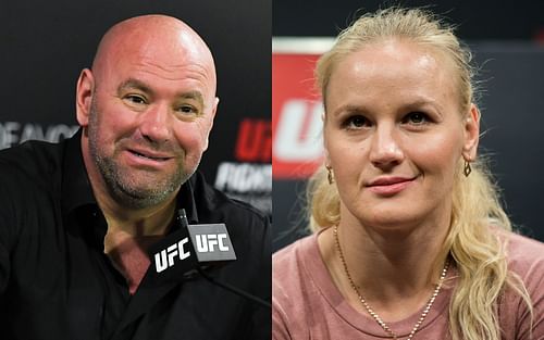 Dana White (left); Valentina Shevchenko (right)