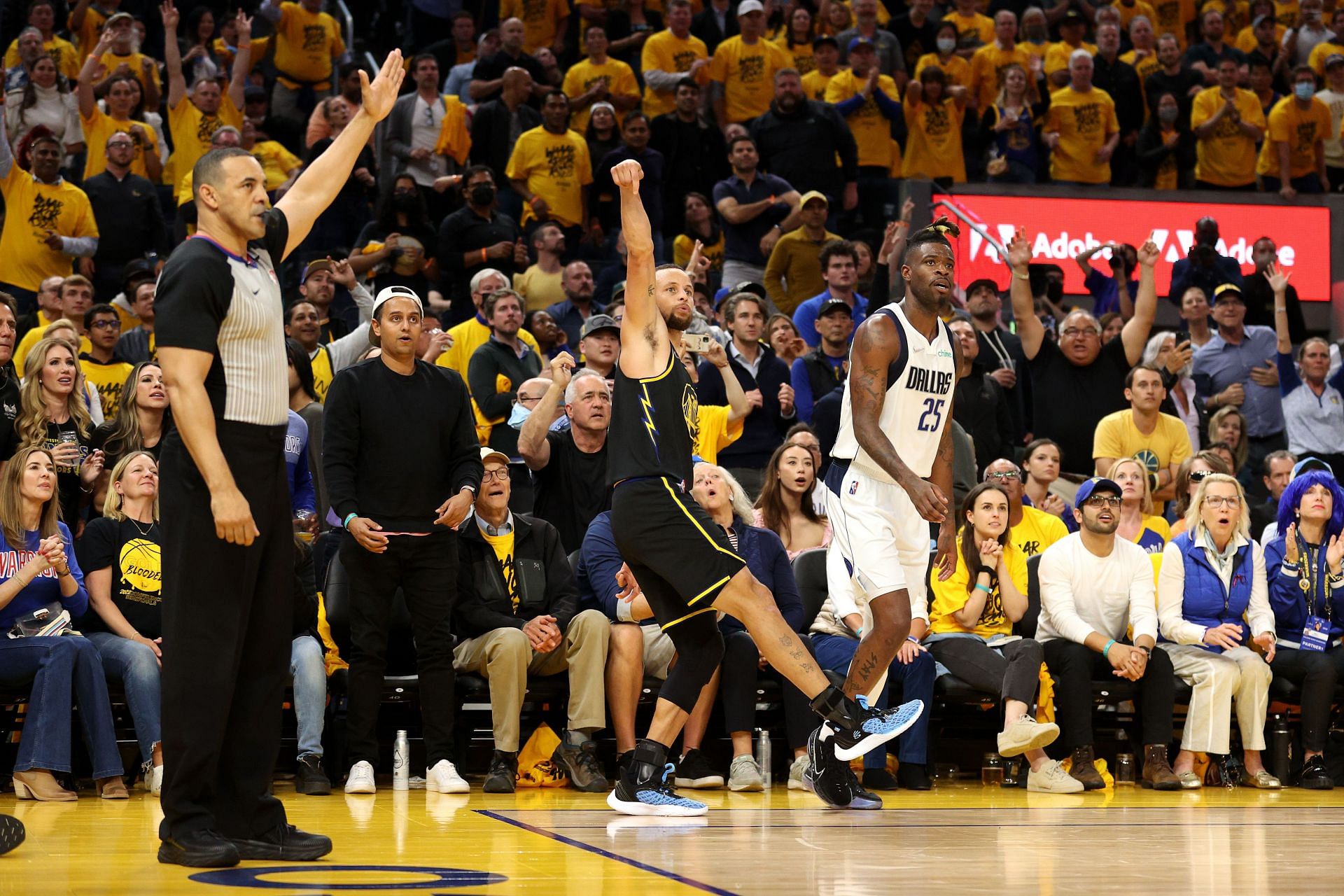 Golden State Warriors star Steph Curry versus the Dallas Mavericks.