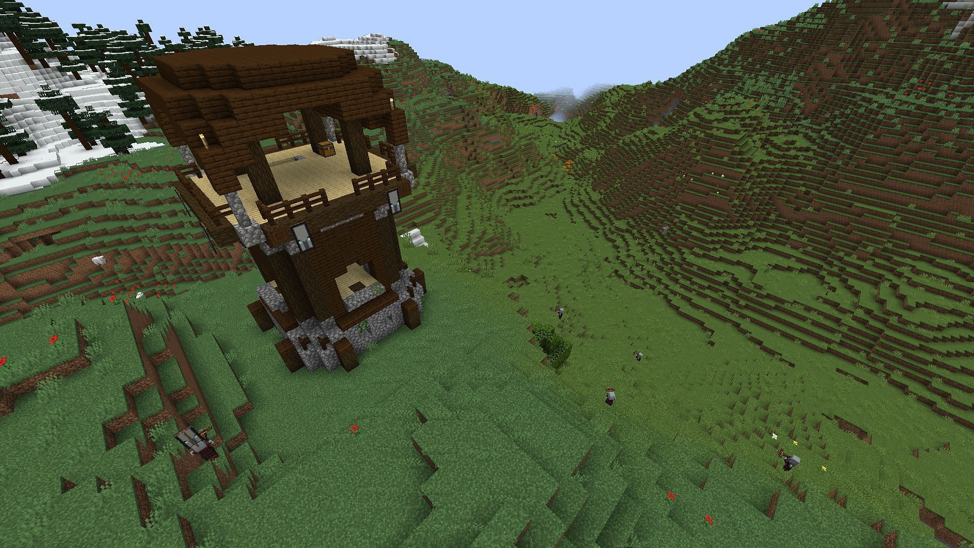 The pillager outpost found in the jagged valley (Image via Minecraft)