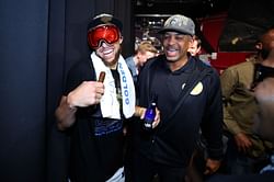 ICYMI: Steph Curry shares an emotional moment with his father Dell Curry at the Warriors after party