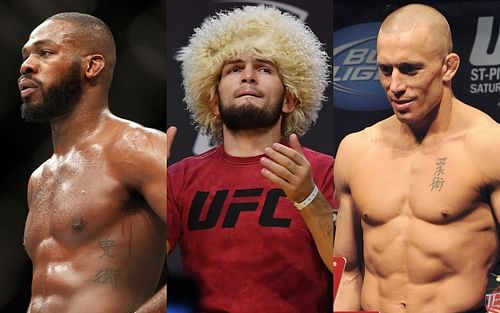 Jon Jones (left), Khabib Nurmagomedov (center), Georges St-Pierre (right) (Images via Getty)