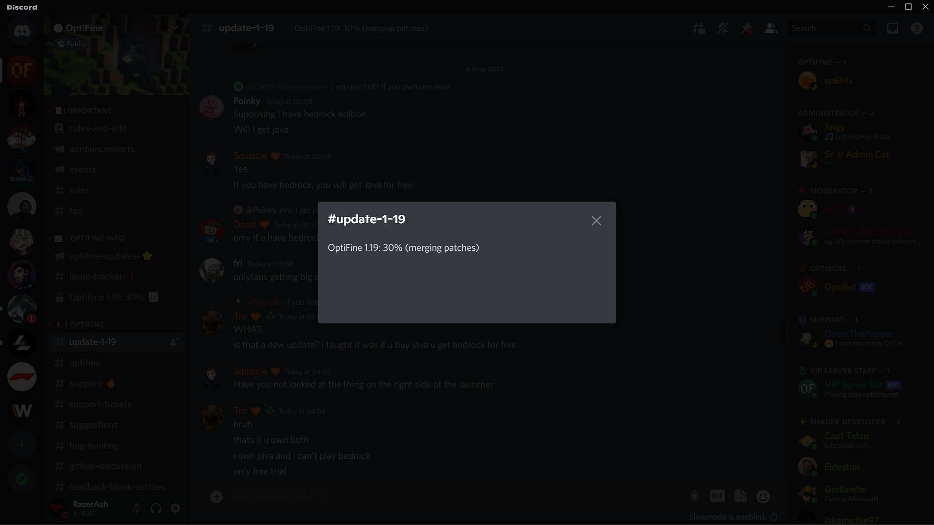 Discord server shows that the new mod is 30% completed (Image via Sportskeeda)