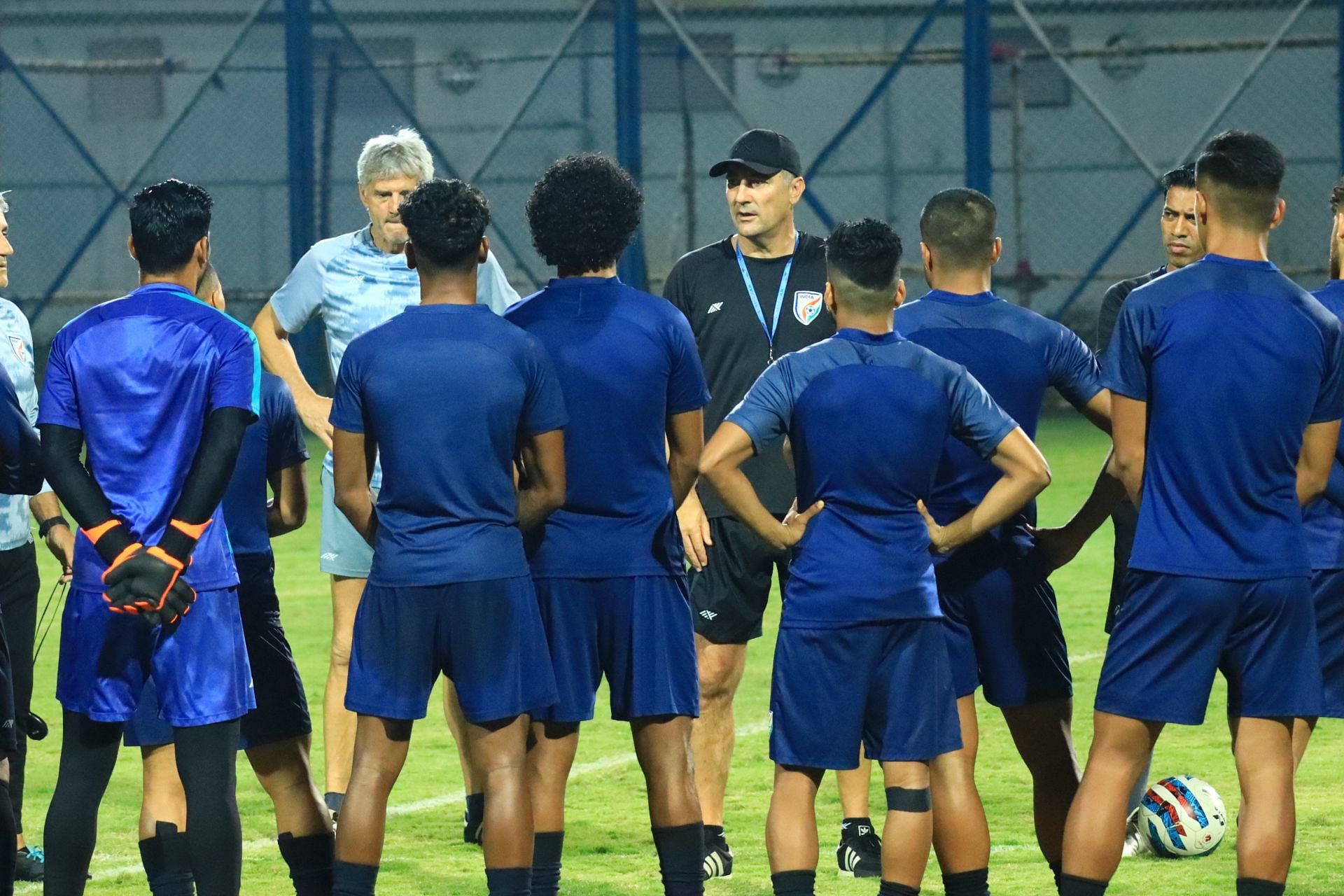 Indian players training ahead of the Afghanistan clash. (Image Courtesy: Twitter/IndianFootball)