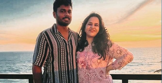 "Another beautiful evening with my Mrs Happy" - Sanju Samson enjoys in picturesque Kerala
