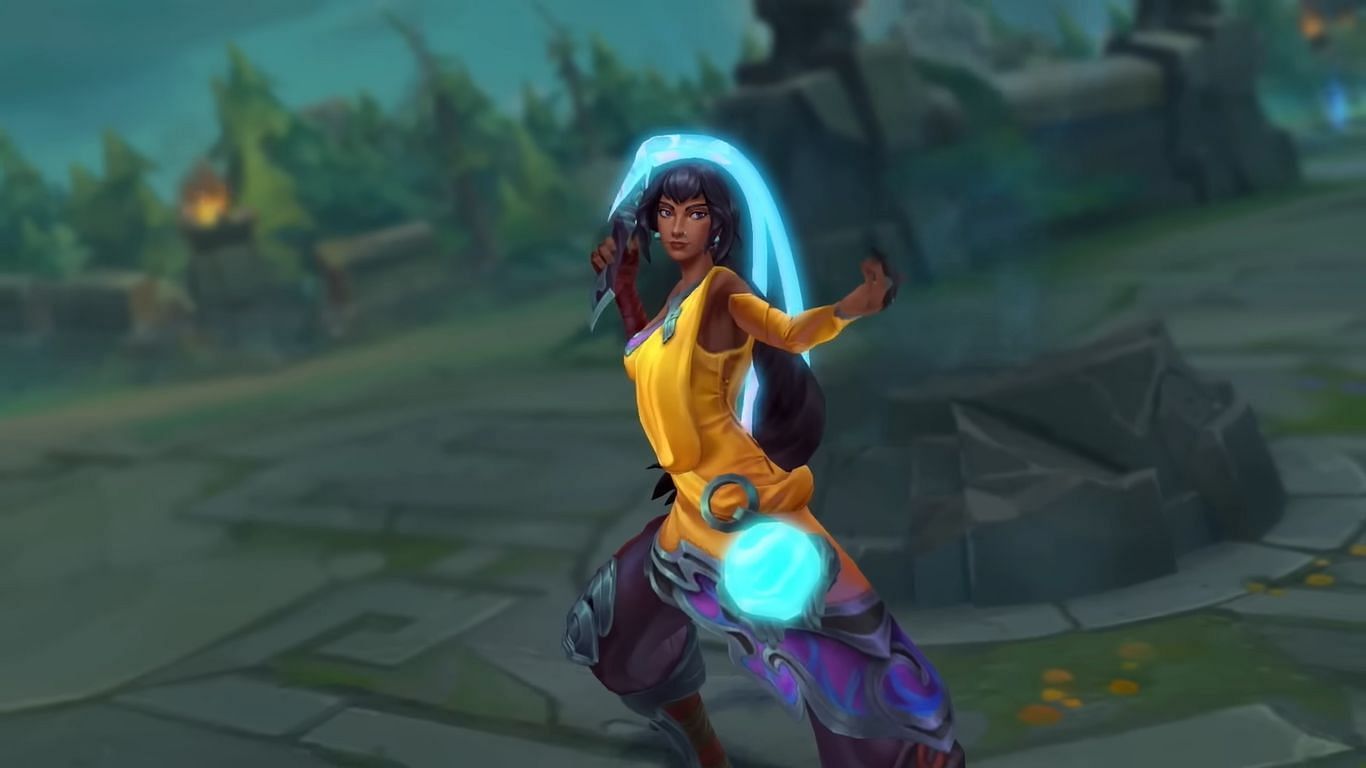 Nilah&#039;s official release date will most likely be July 13 (Screengrab via League of Legends trailer)