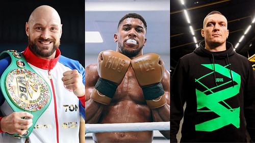 Tyson Fury (left, @tysonfury), Anthony Joshua (center, @anthonyjoshua), Oleksandr Usyk (right, @usykaa) [images courtesy of Instagram]