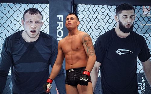 Jack Hermansson (left), Darren Till (center), and Khamzat Chimaev (right) (Image via Getty and Instagram/@Khamzat_Chimaev)