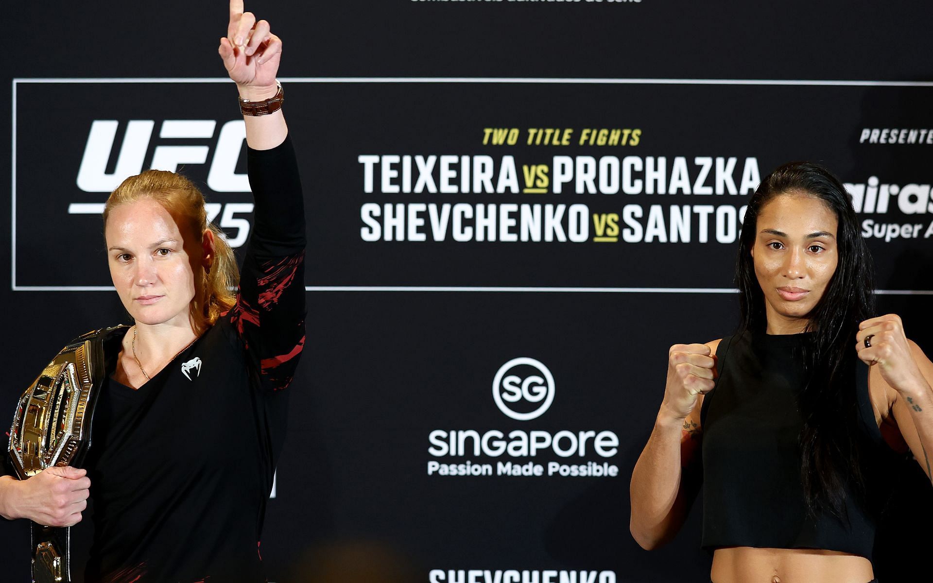 Valentina Shevchenko (left), Taila Santos (right)