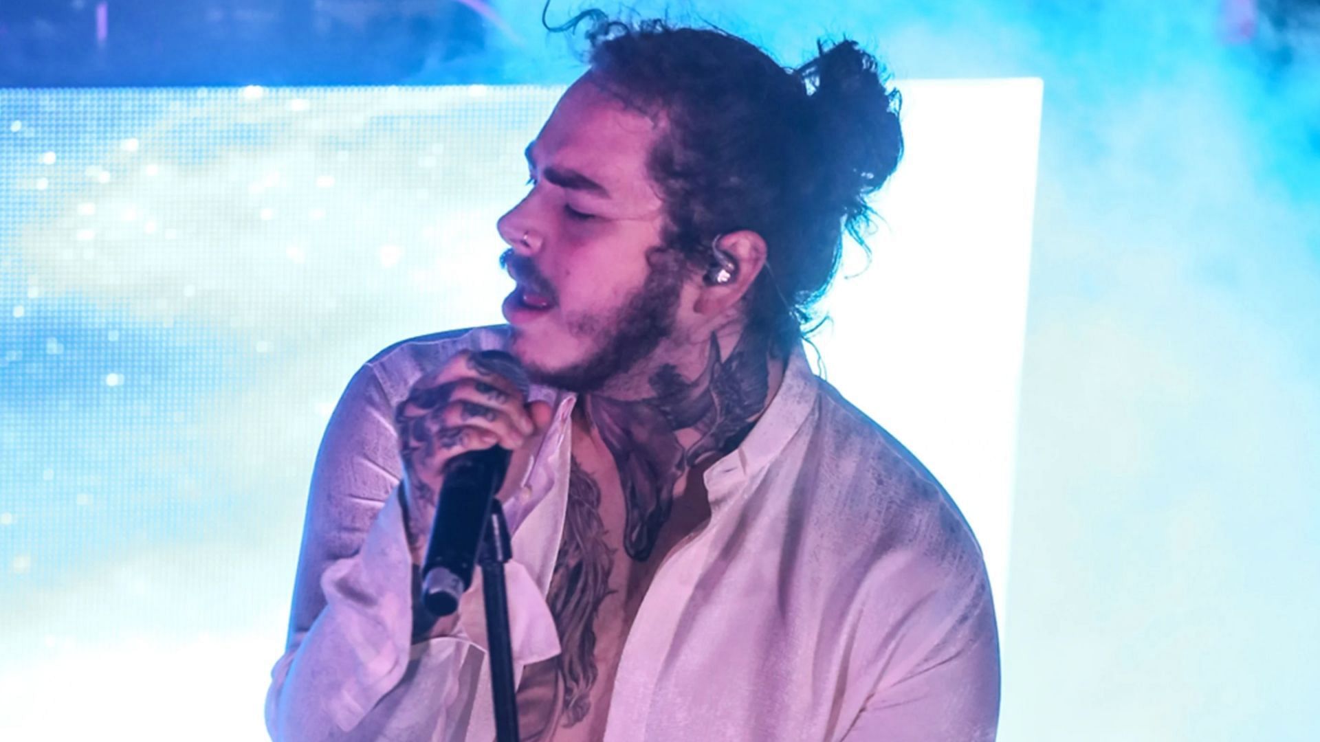 Post Malone says he writes most of his music in the toilet. (Image via Thaddaeus McAdams/ Getty)
