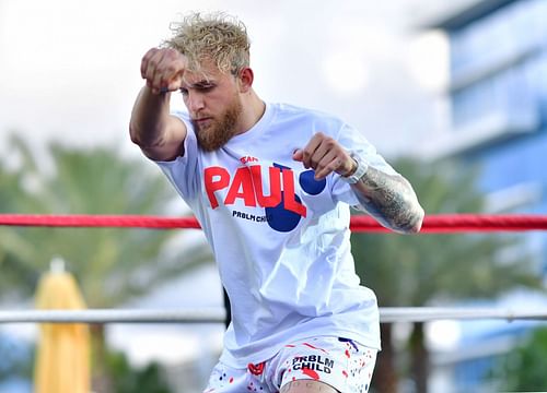 Ahead of his return, Jake Paul is working in the gym.