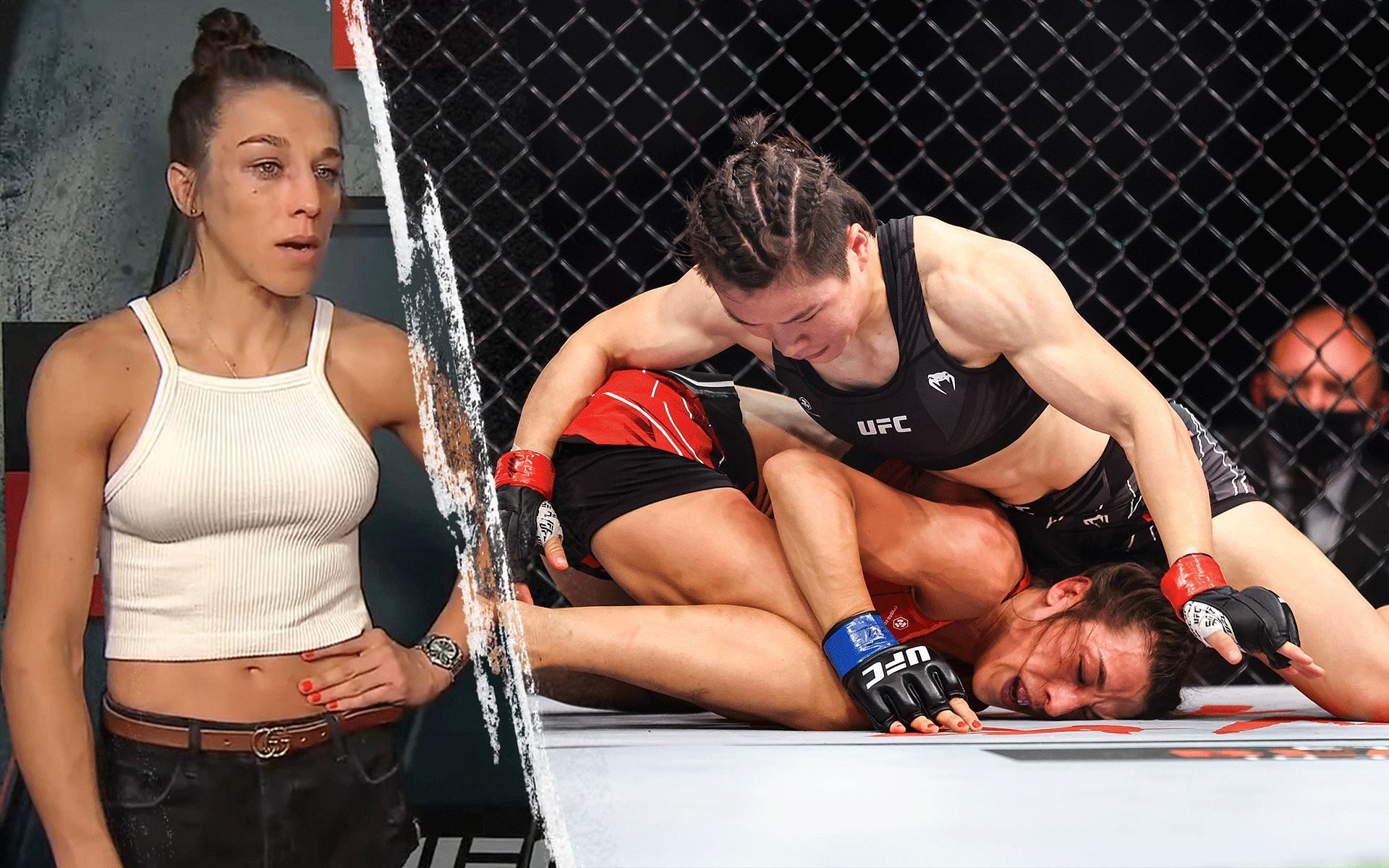 Joanna Jedrzejczyk fought Zhang Weili in a rematch at UFC 275 [Image credits: Getty and ESPN MMA&#039;s YouTube channel]