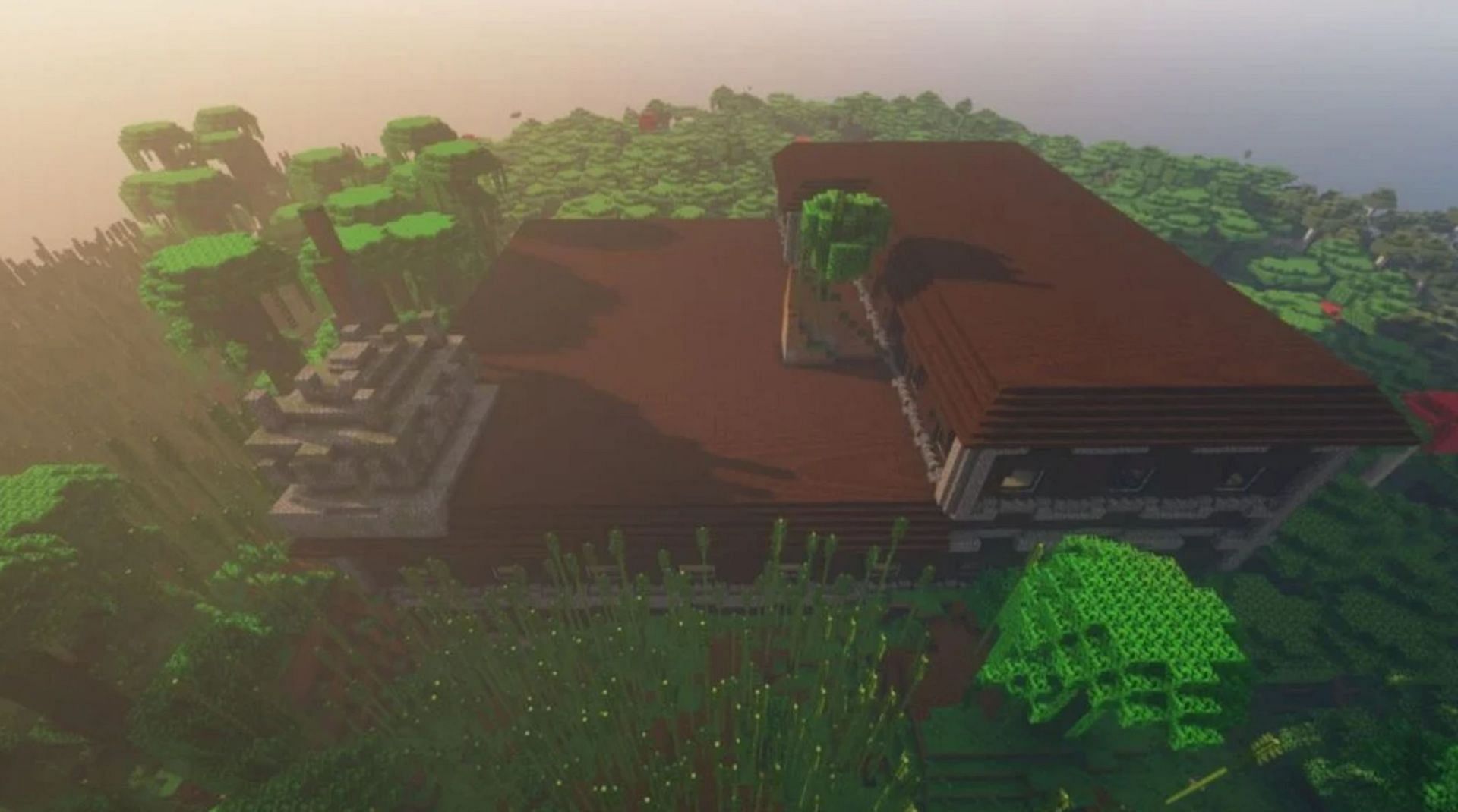 Two structures merge in this unusual seed (Image via Mojang)