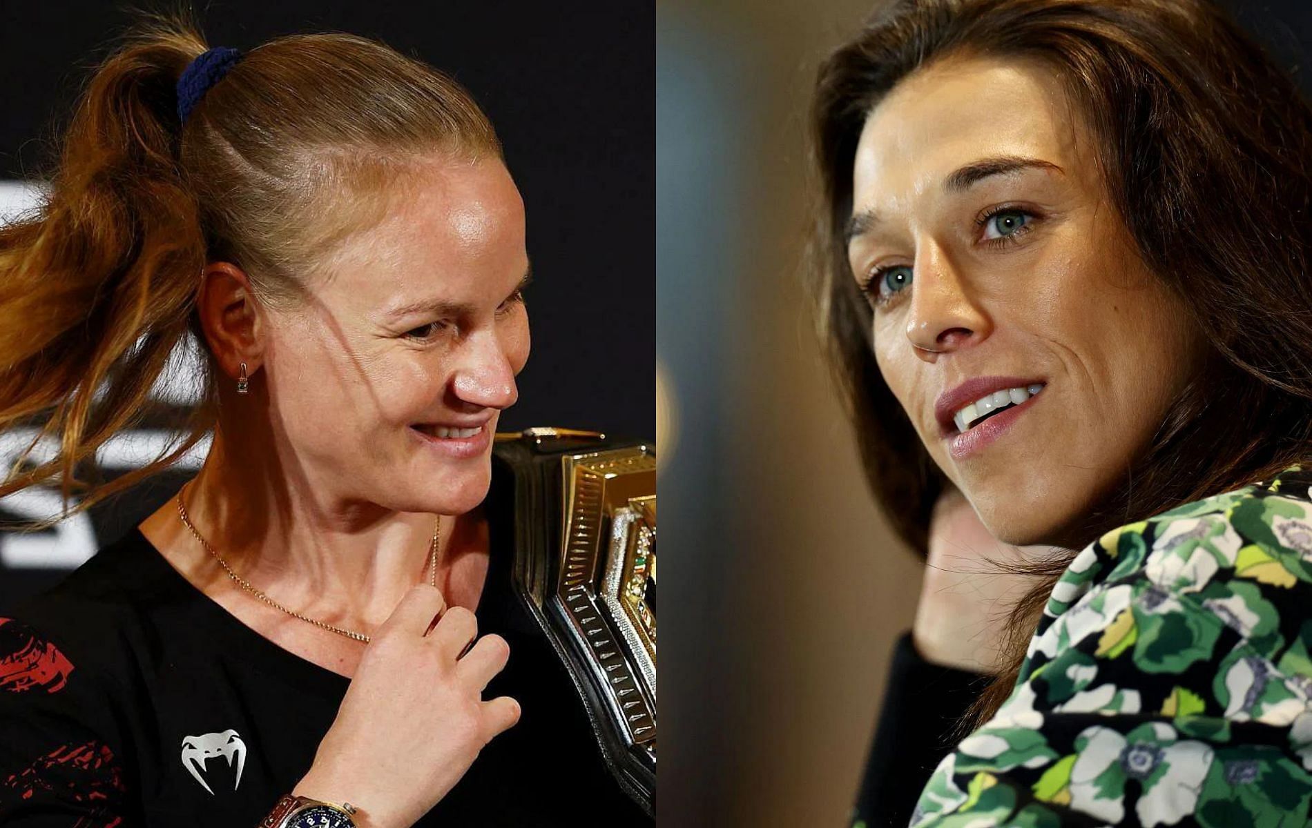 Valentina Shevchenko (left) &amp; Joanna Jedrzejczyk (right)