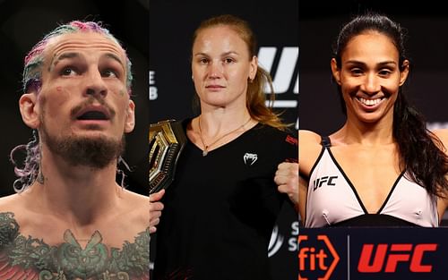 Sean O'Malley (left), Valentina Shevchenko (center) and Taila Santos (right)