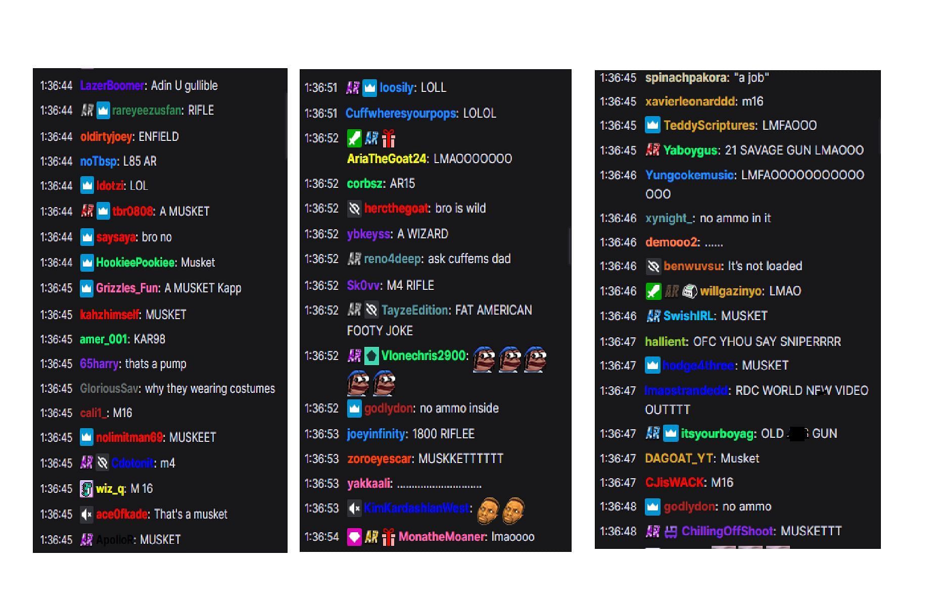 The chat went crazy with the reactions. (Image via Twitch)