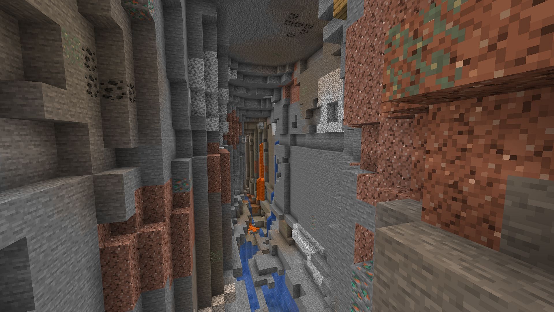 An example of a totally underground ravine (Image via Minecraft)