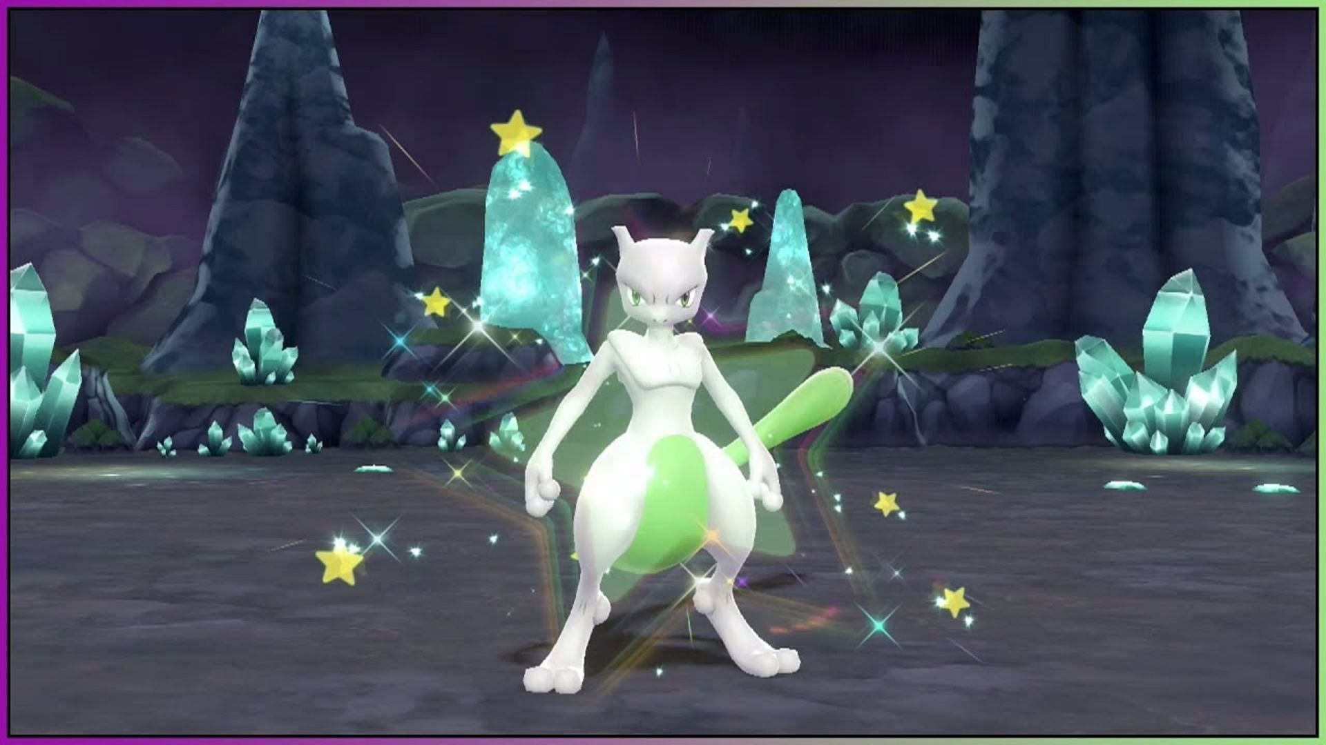 Shiny Mewtwo has a light green tail (Image via Game Freak)