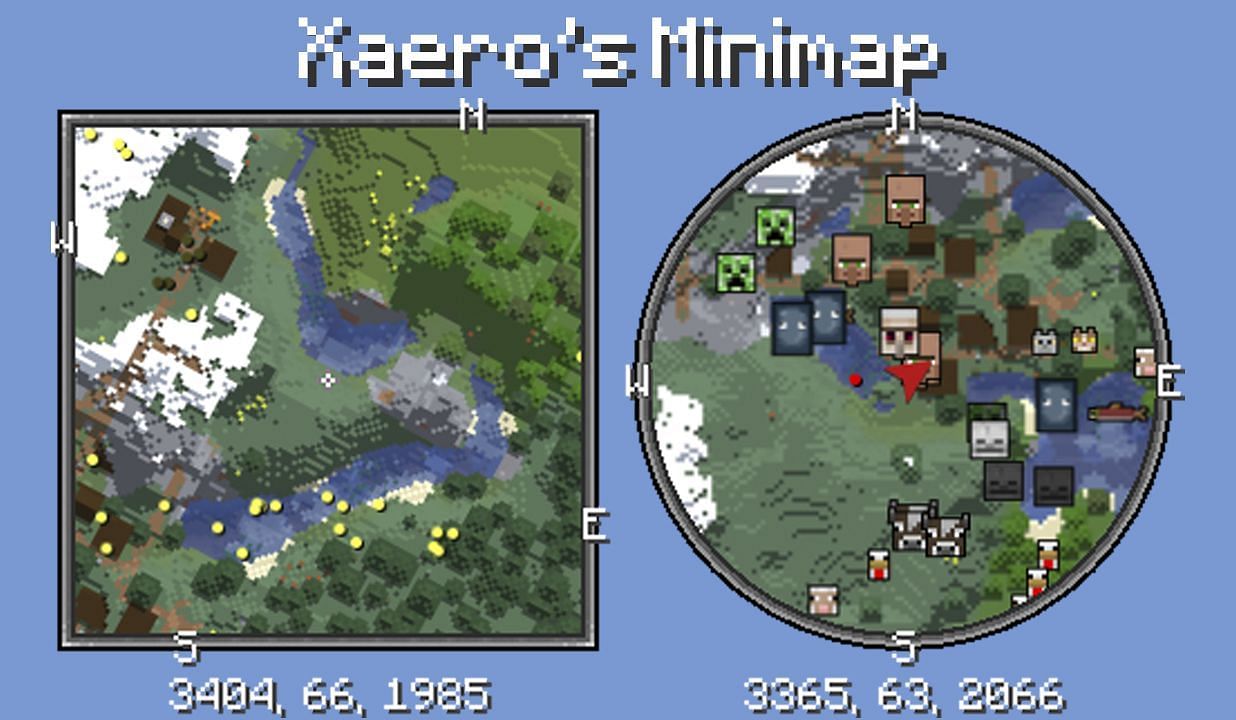 يضيف Xaero & # 039؛ s Minimap خريطة مصغرة إلى اللعبة (الصورة من CurseForge)