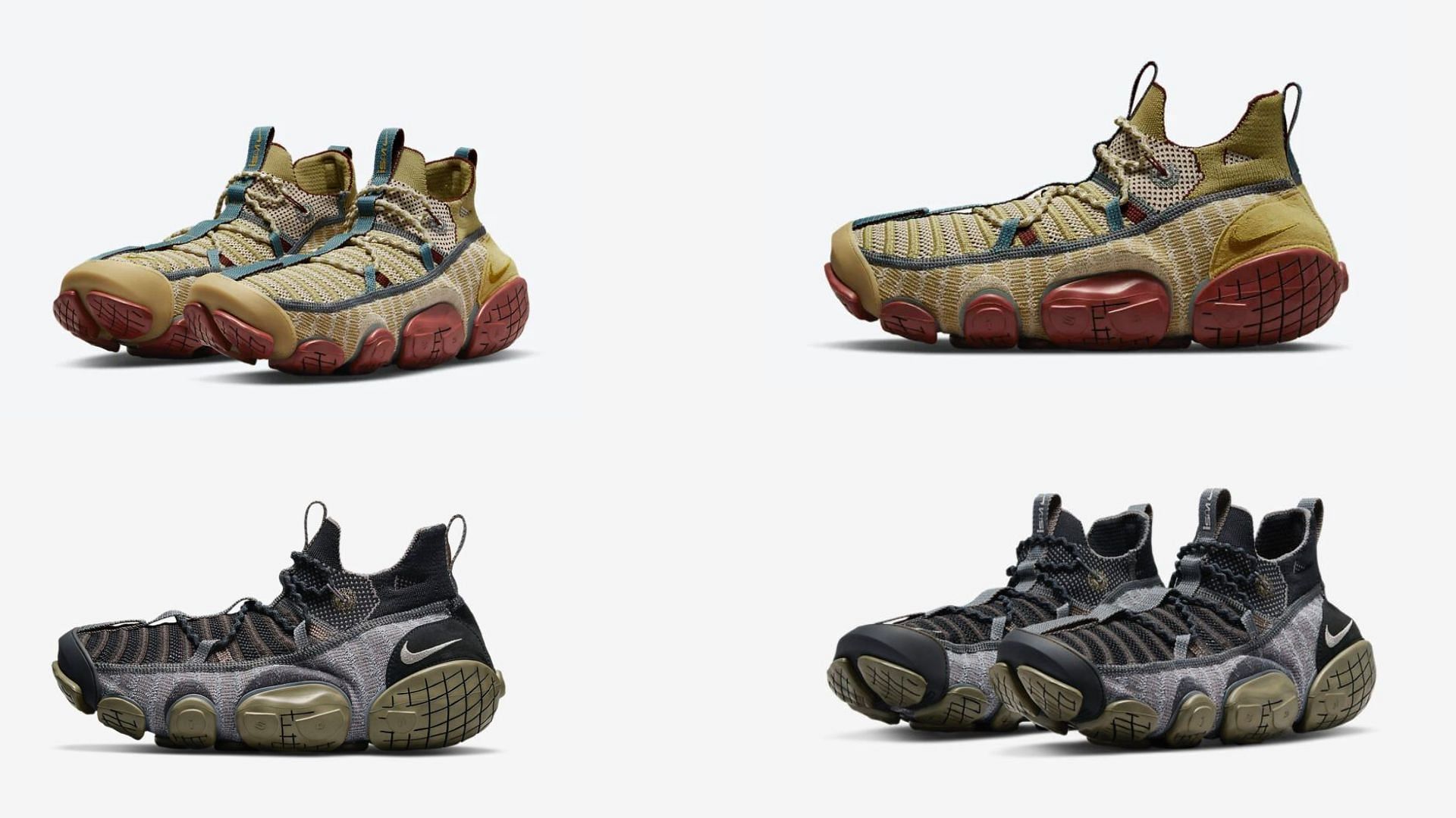 Nike ISPA Link shoes in Medium Olive and Barley colorways (Image via Sportskeeda)