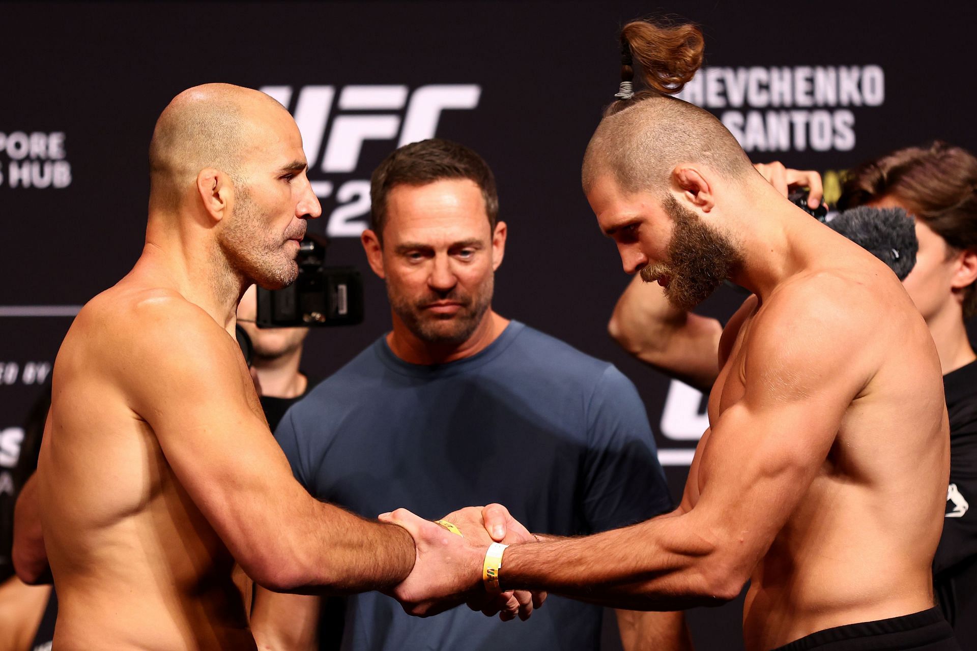 Glover Teixeira and Jiri Prochazka at the UFC 275 Weigh-ins