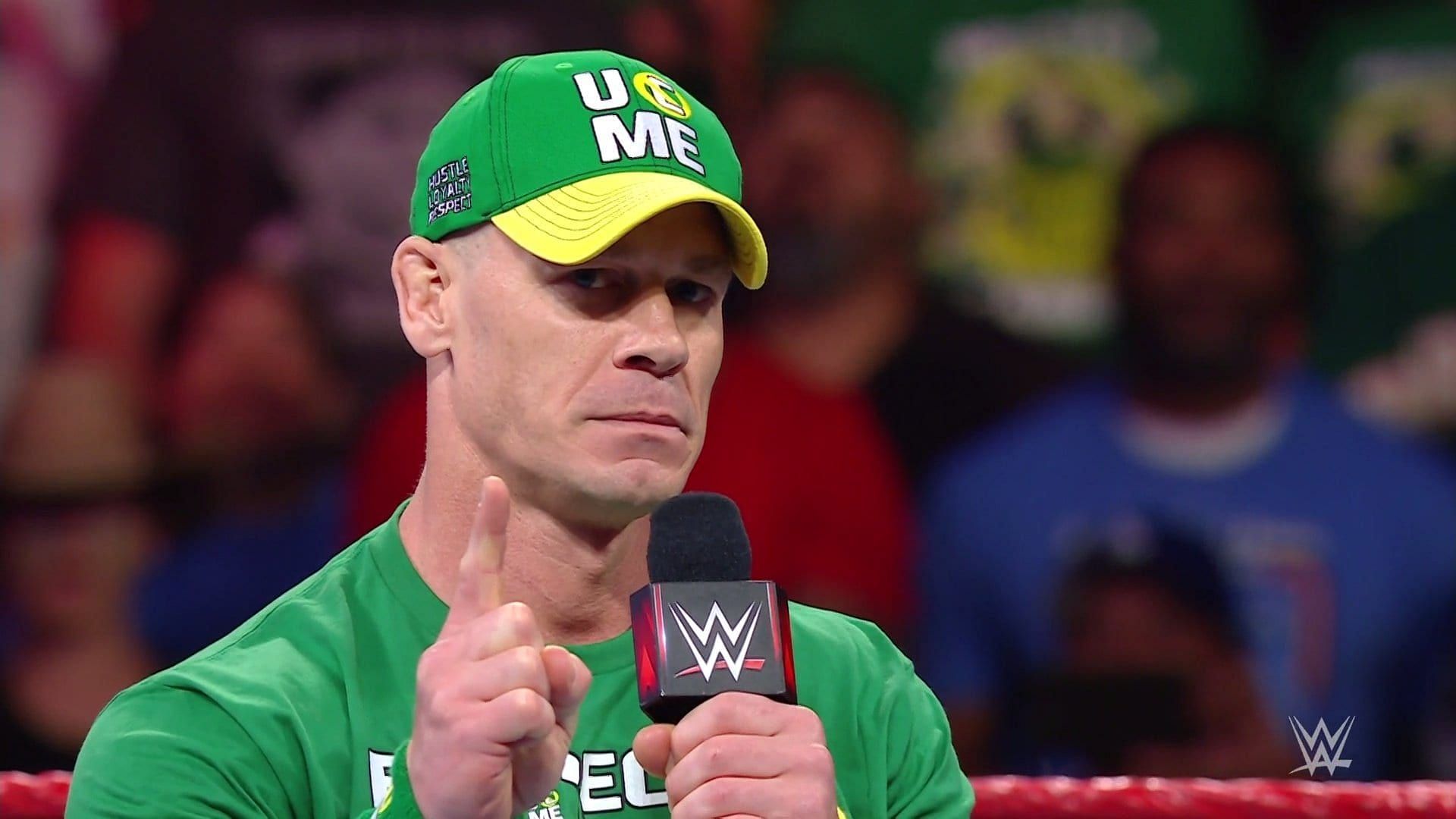 John Cena addresses the crowd in WWE