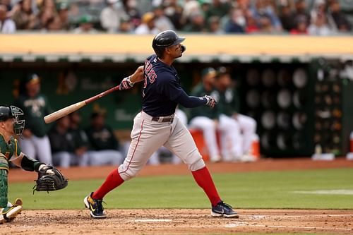 Xander Bogaerts launches, Boston Red Sox v Oakland Athletics.