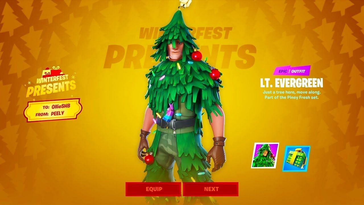 Lt. Evergreen free Fortnite Winterfest 2019 skin (Image via Retali8/YouTube)