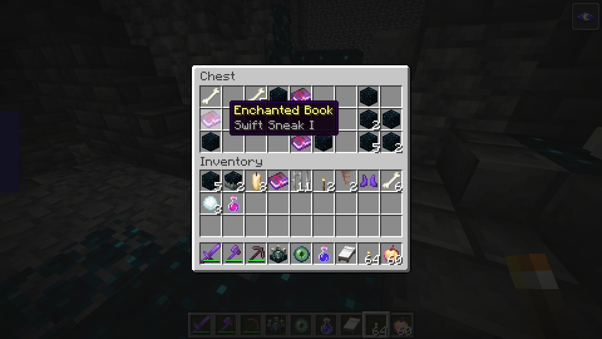 Swift Sneak 1 enchanted book (Image via Minecraft 1.19)