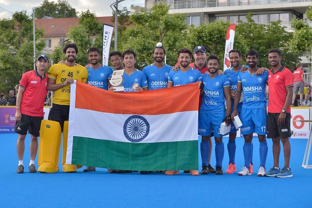 The Indian hockey team after winning the inaugural FIH Hockey 5s tournament. (PC: Hockey India)