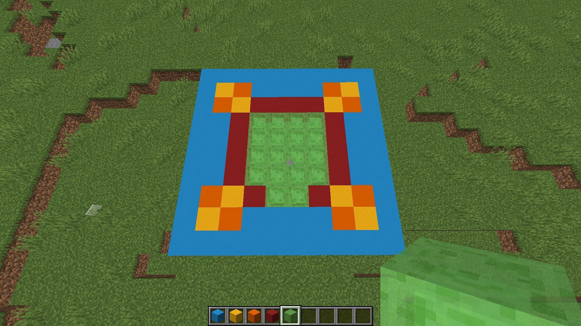 The slime added to the bouncy house (Image via Minecraft)