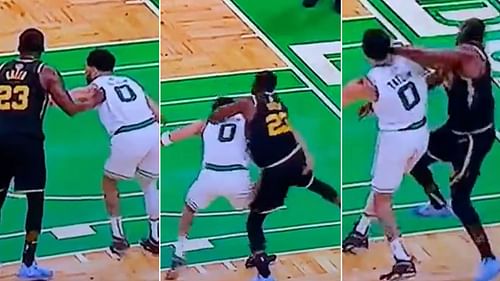 Draymond Green pulls Jayson Tatum on the low block