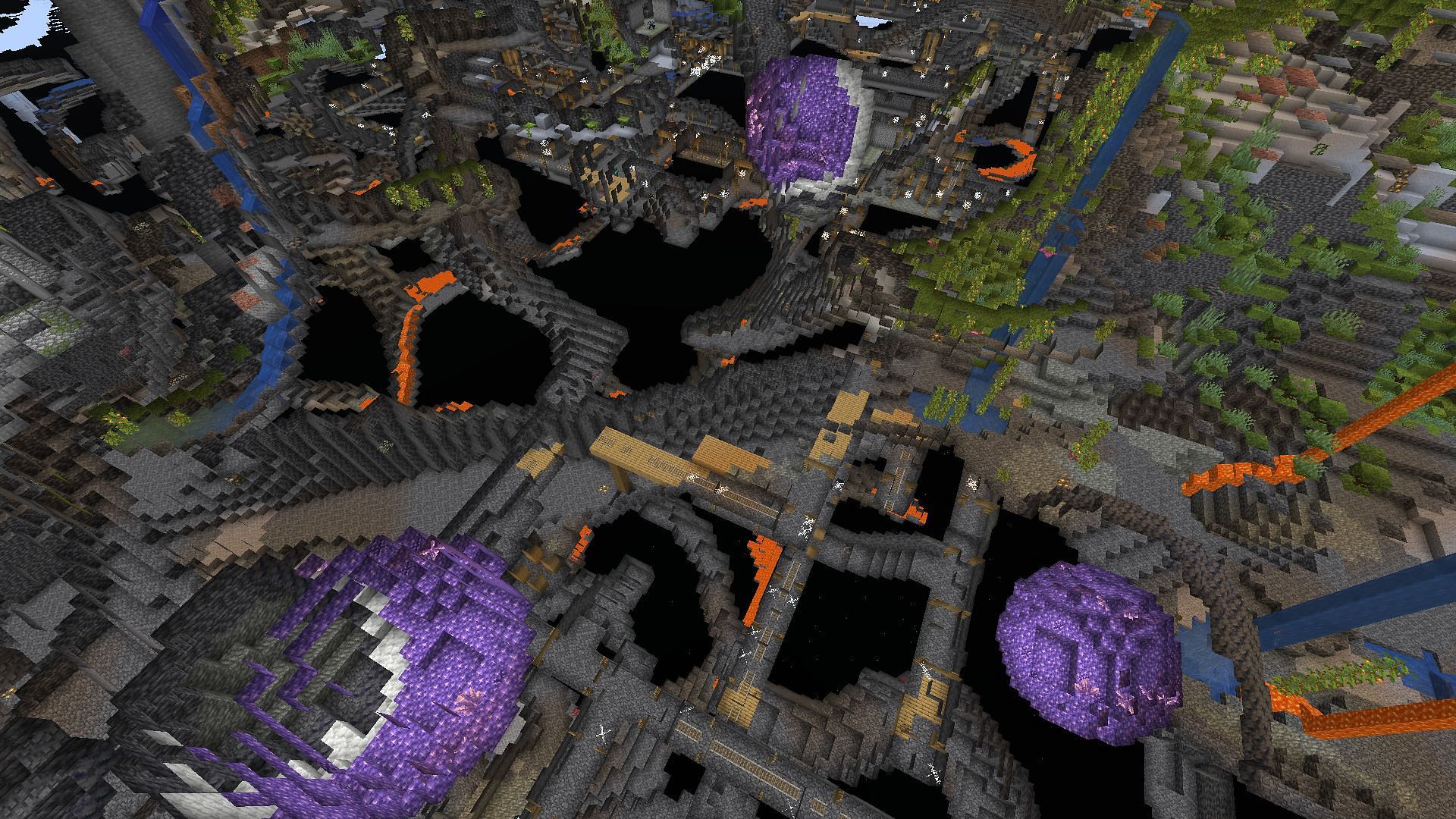 The three geodes found underneath the shipwreck (Image via Minecraft)