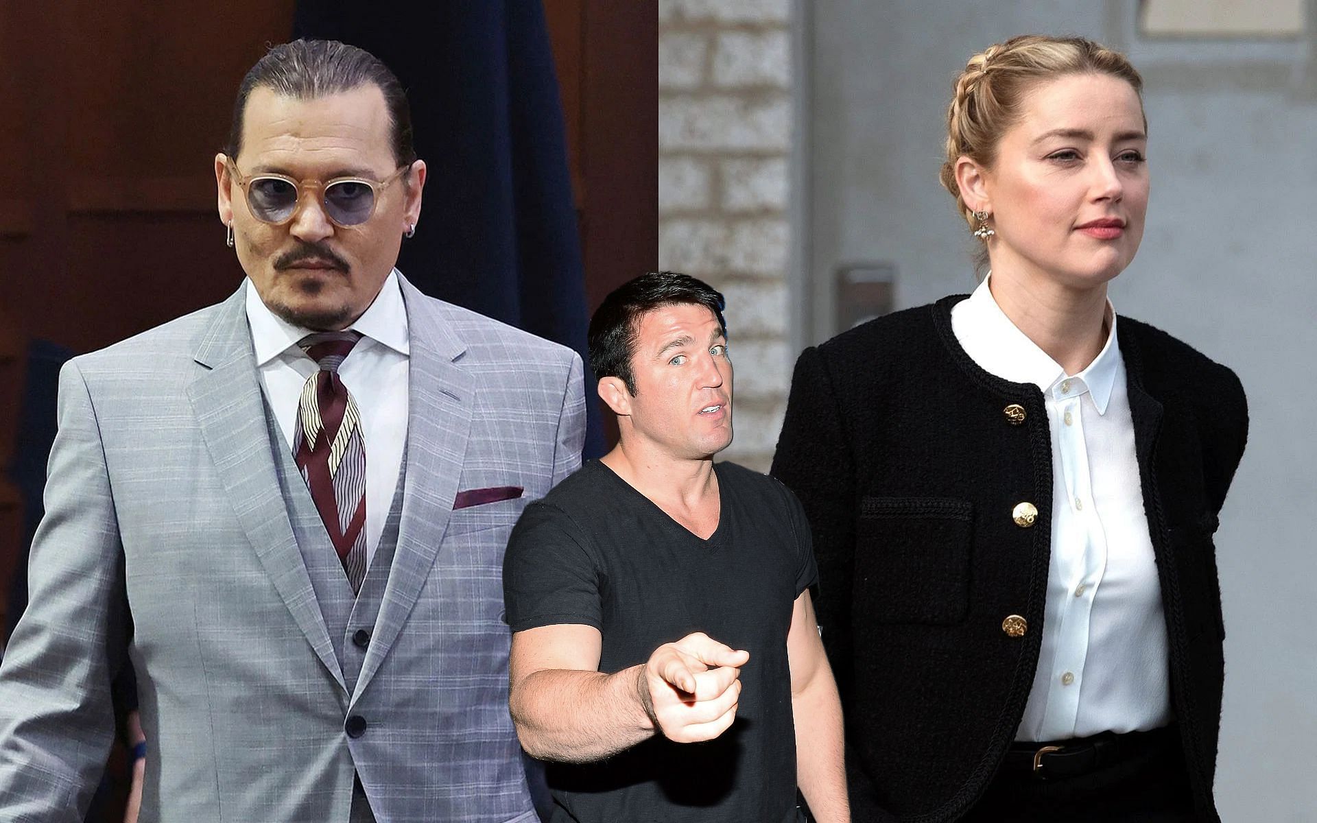Johnny Depp (left), Chael Sonnen (center), and Amber Heard (right) (Images via Getty)