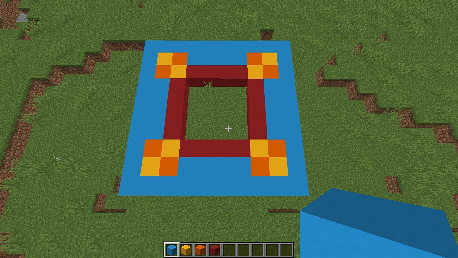 The foundation of the bouncy house (Image via Minecraft)