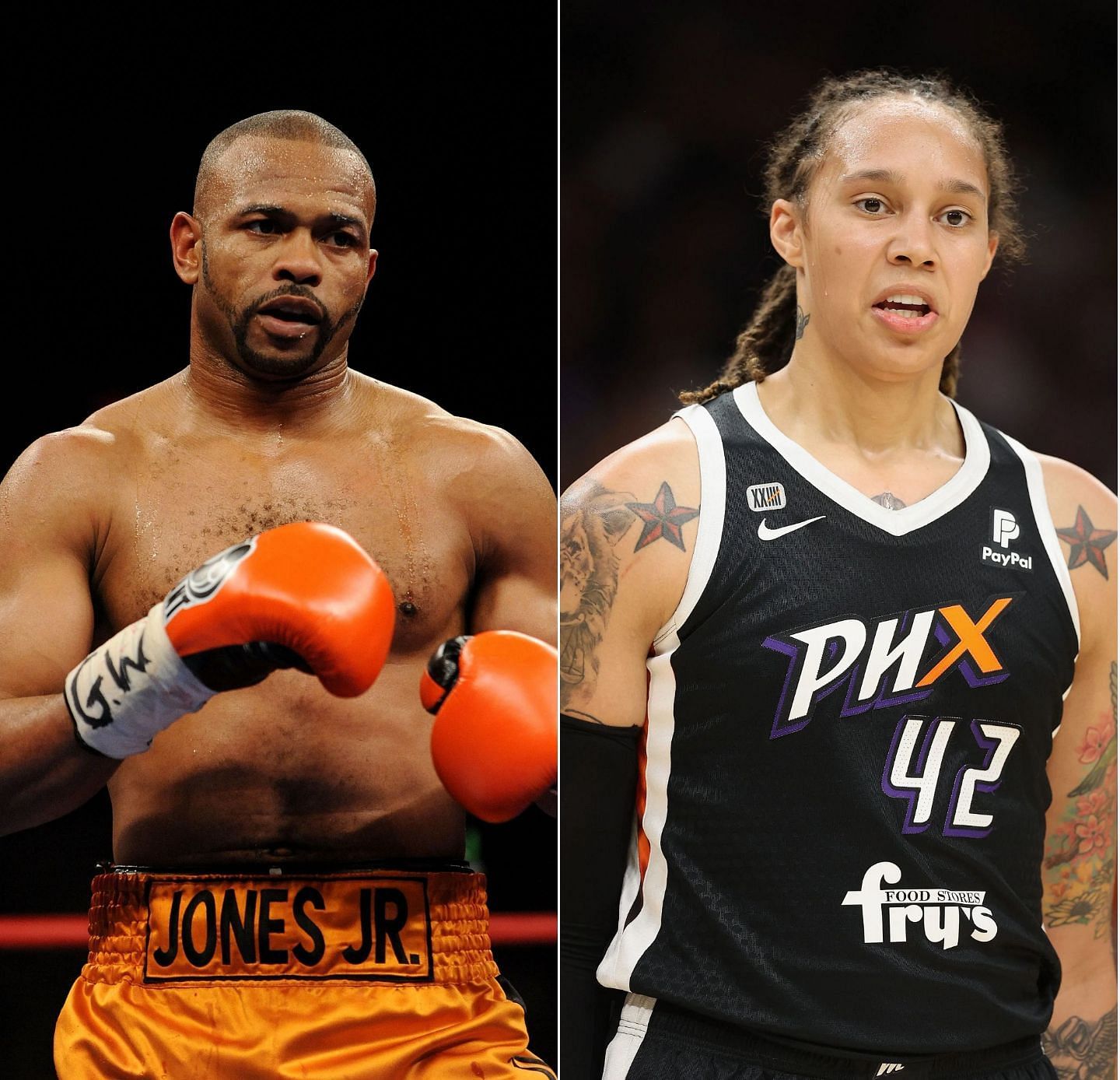 Roy Jones Jr. (L) has been trying his best to achieve Brittney Griner&#039;s (R) release from prison.