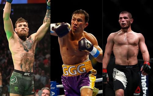 Conor McGregor (left), Gennadiy Golovkin (center), Khabib Nurmagomedov (right)