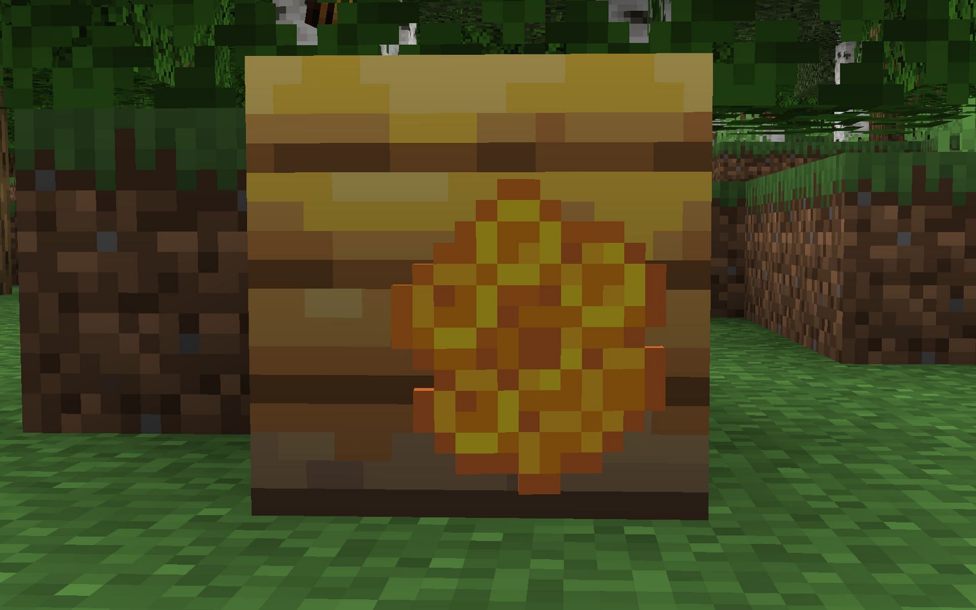 Honeycomb in front of a bee nest (Image via Mojang)