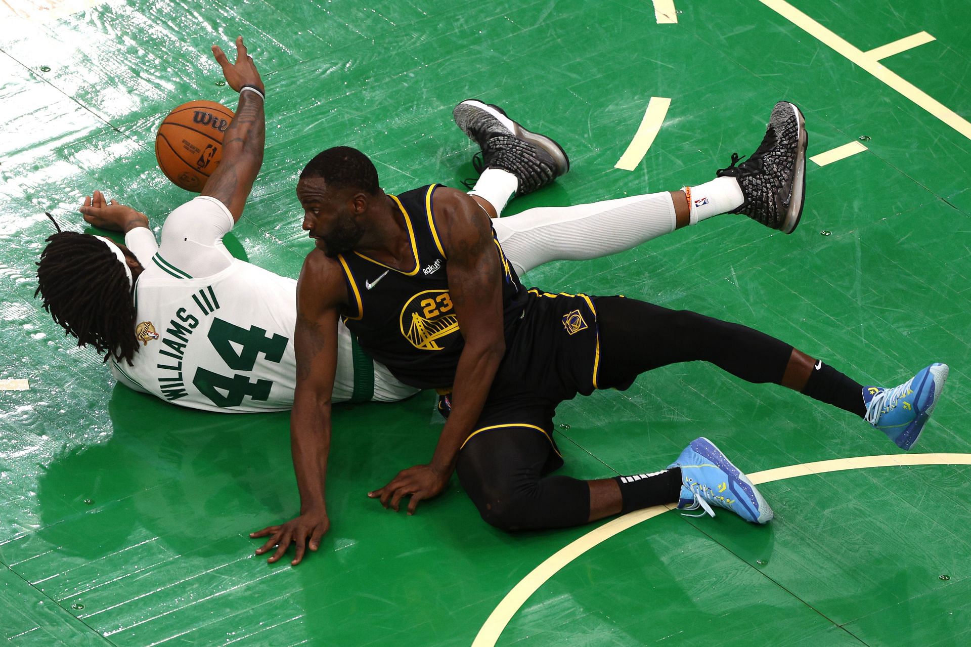 2022 NBA Finals - Game 3; Draymond Green fights for loose ball.