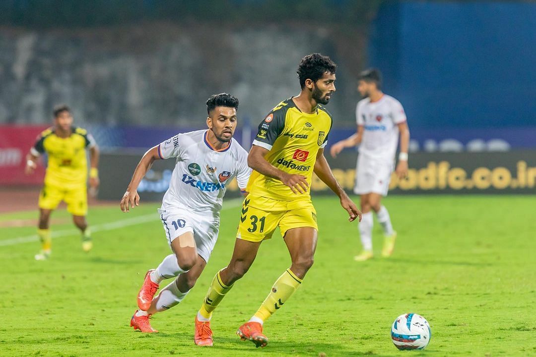 Hyderabad FC&#039;s Akash Mishra in action against FC Goa in ISL 2021-22 (Image Courtesy: Akash Mishra Instagram)