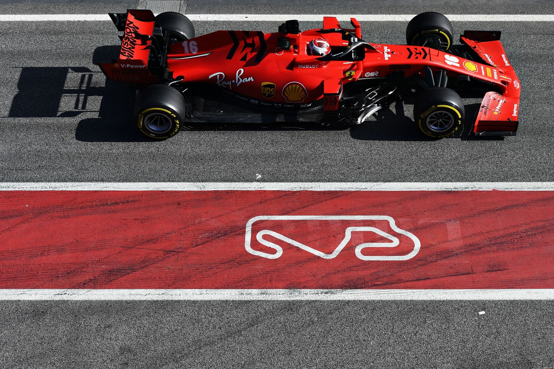 Charles Leclerc driving the (#16) Scuderia Ferrari SF1000 at Circuit de Barcelona-Catalunya (Photo by Rudy Carezzevoli/Getty Images)