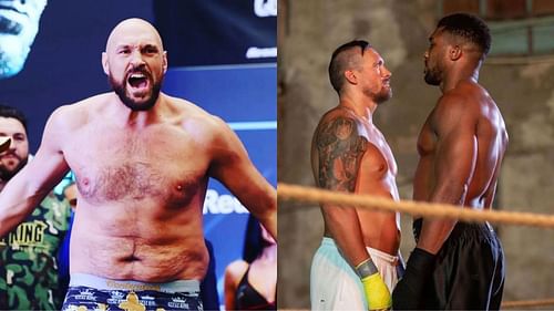 Tyson Fury (left, @tysonfury), Oleksandr Usyk and Anthony Joshua (right, @usykaa) [Images courtesy of Instagram]