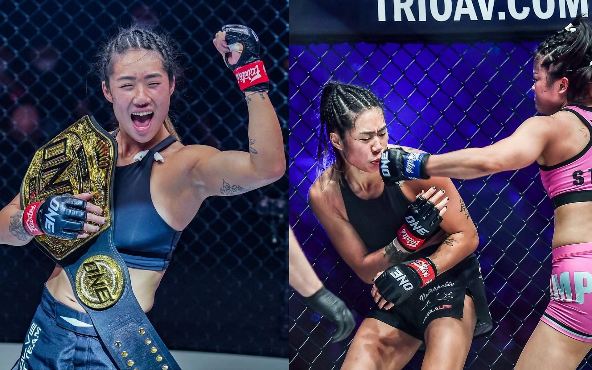 ONE atomweight champion Angela Lee (left) provided commentary on her fight with Stamp Fairtex at ONE X. (Images courtesy of ONE Championship)