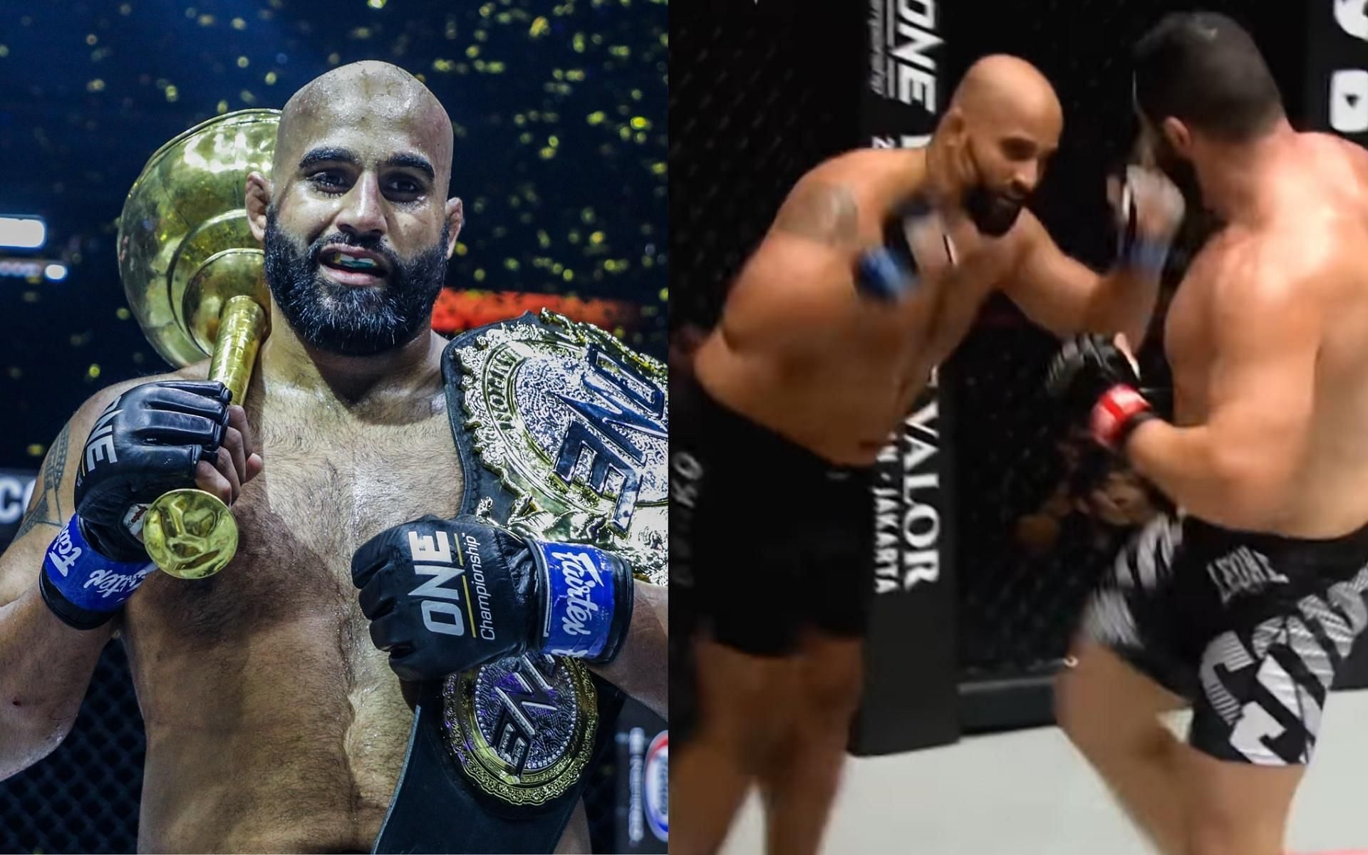 ONE heavyweight champion Arjan Bhullar has a unique way of defending leg kicks. [Images courtesy of ONE Championship]