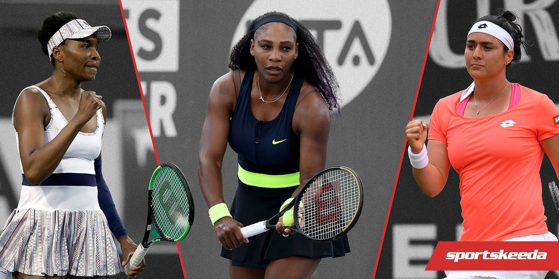 From L to R: Venus Williams, Serena Williams, and Ons Jabeur 