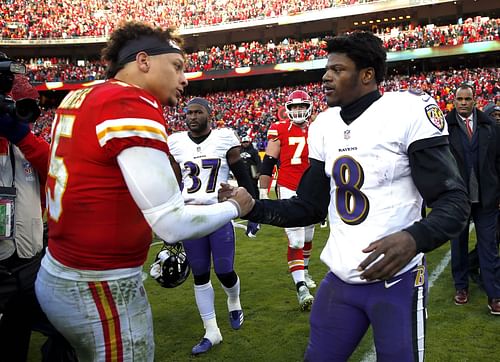 Quarterbacks Patrick Mahomes and Lamar Jackson