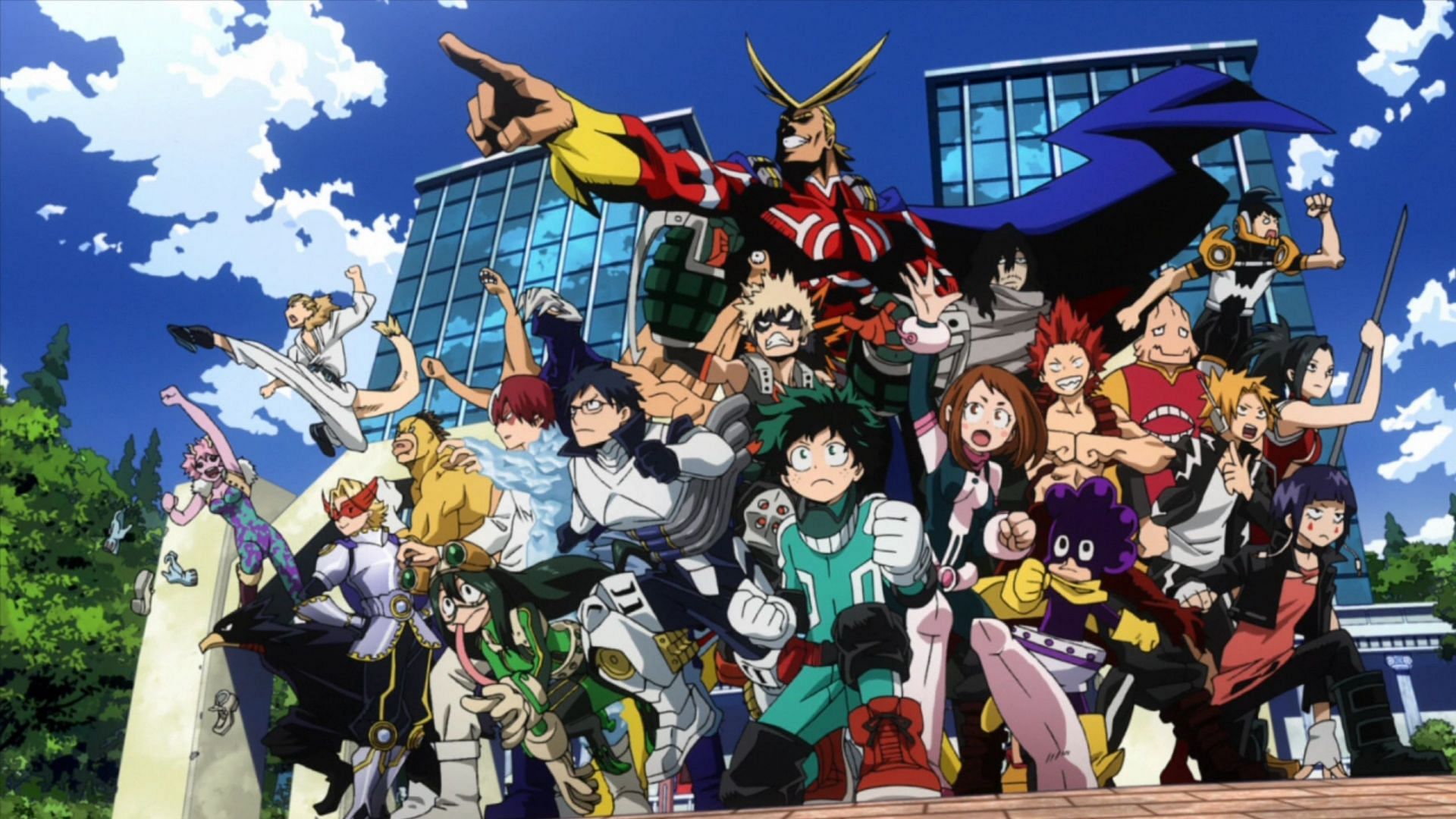 This is only a portion of My Hero Academia&#039;s large cast (Image via Bones)