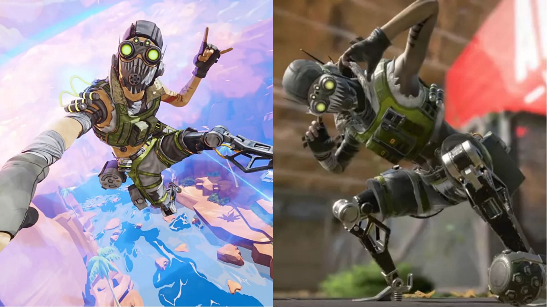 Octane in the Season 2 trailer (left) and performing his finisher on the right (Image via EA)
