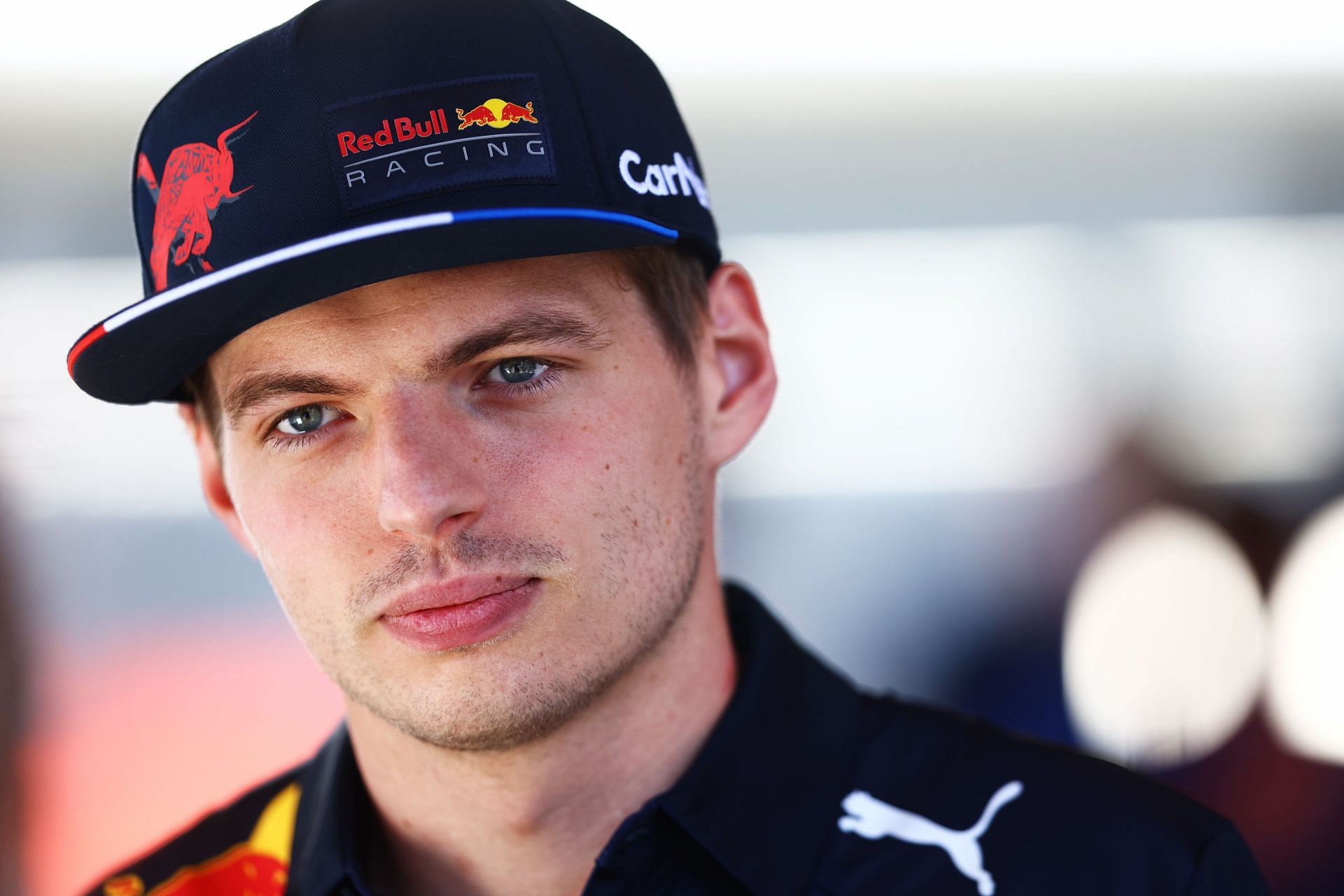 Max Verstappen talks to the media in the Paddock prior to practice ahead of the F1 Grand Prix of Azerbaijan at Baku City Circuit on June 10, 2022 in Baku, Azerbaijan. (Photo by Mark Thompson/Getty Images)