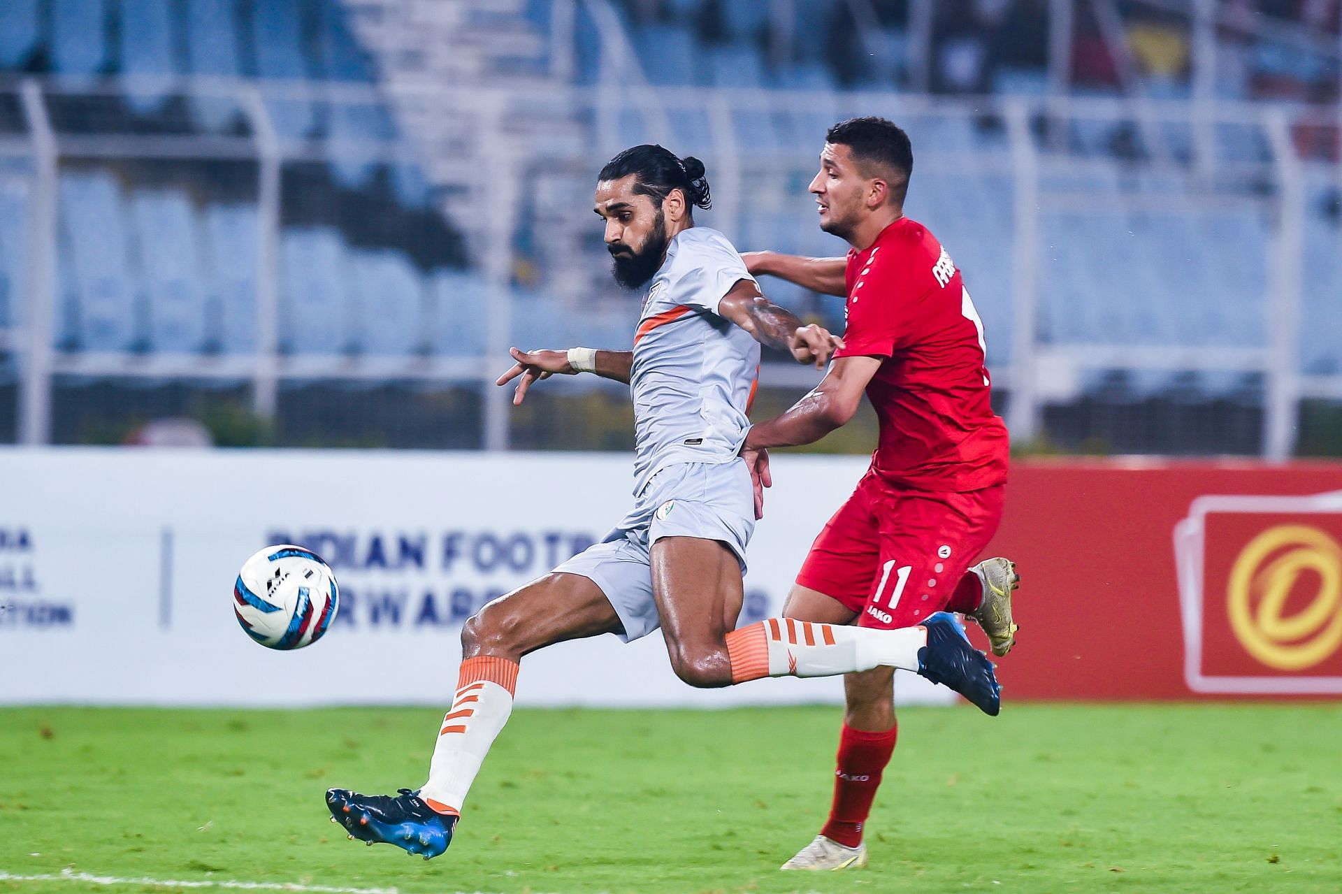 Sandesh had a physical impact on the game(Image courtesy: AIFF Media)
